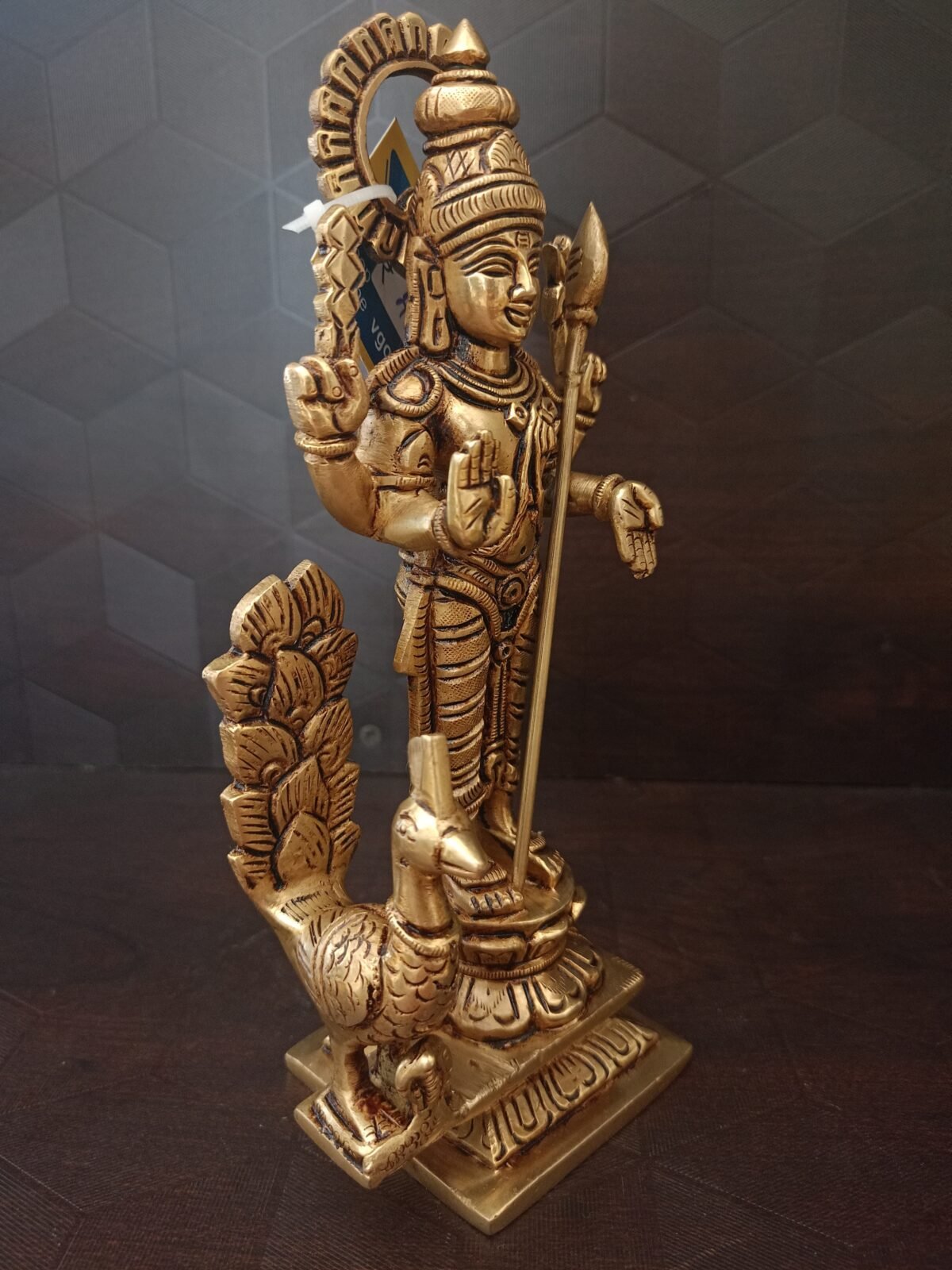 brass murugan with well designed peacock 3 scaled