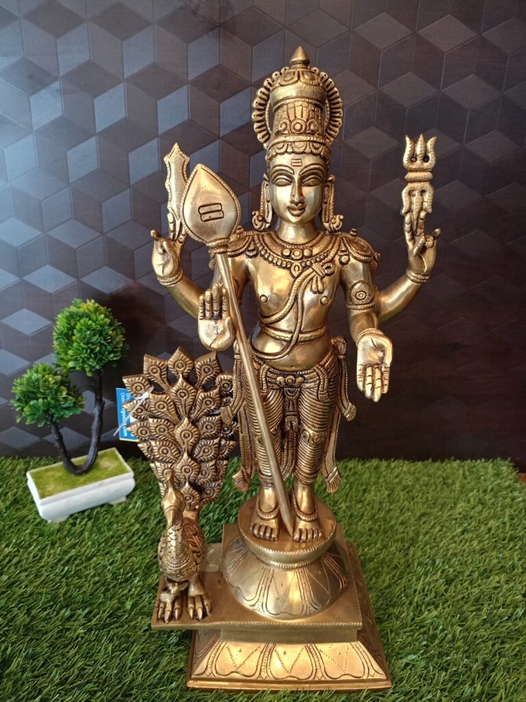 brass murugan with well designed peacock idol hindu god statue buy online coimbatore india 1070