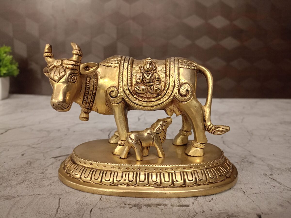 brass cow calf round base pooja gift vgocart coimbatore india scaled