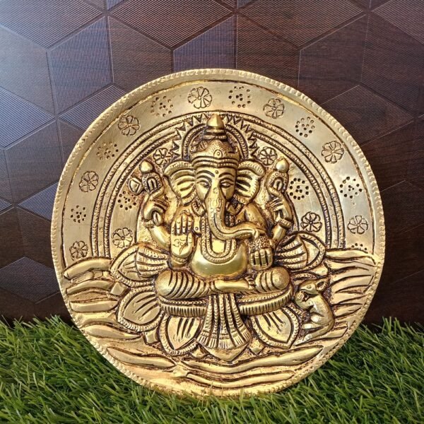 brass ganesha round wall hanging hindu god statue buy online india rm144