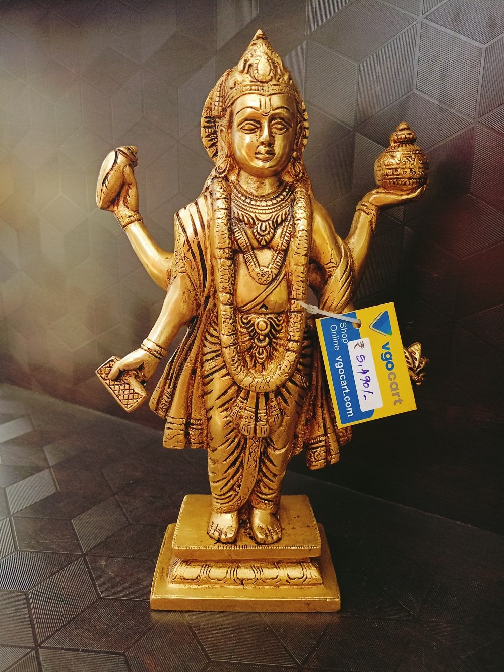 brass dhanvantri statue hindu god statue ba113034
