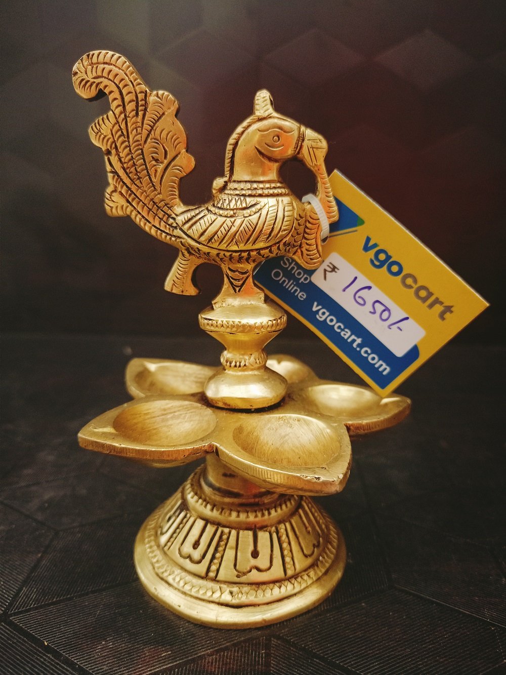 brass five face diya with annam hindu god statues BA113081