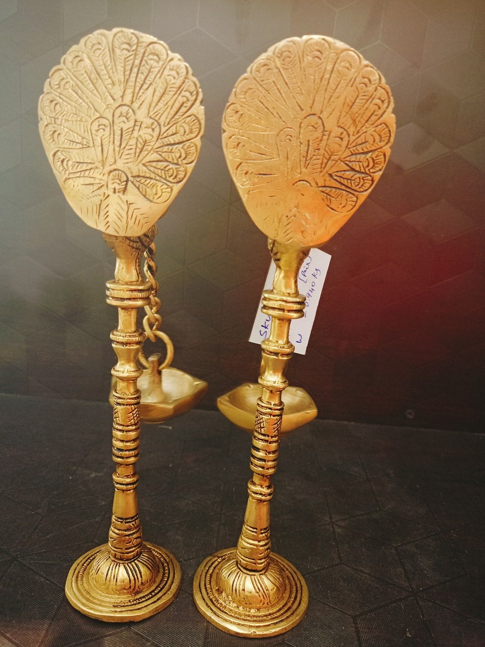 brass peacock diya pair Diya lamps BA113091 2