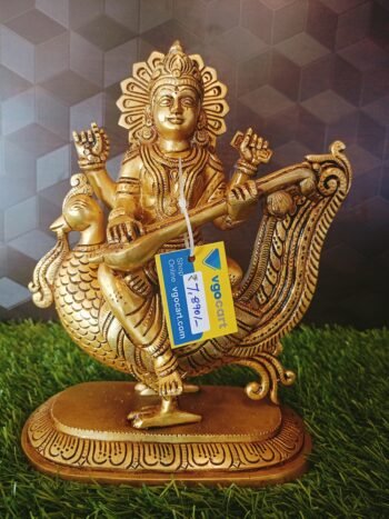 Brass Goddess sarasawathi sitting on annam statue