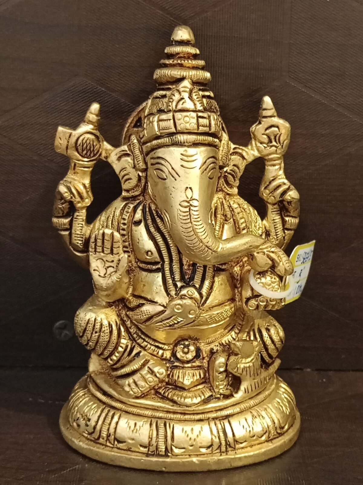 Brass Ganesha On Lotus Base Idol