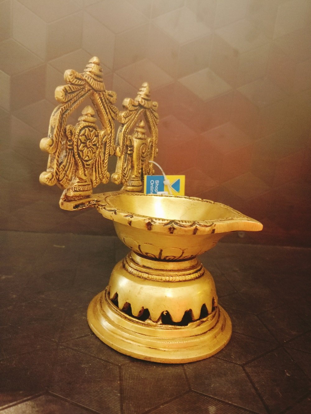 brass sangu chakaram diya lamp BA113108