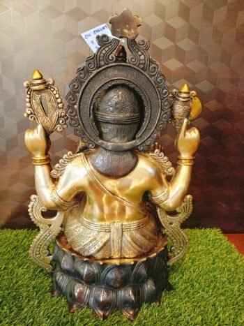 Brass Ganesha three tone finish on lotus