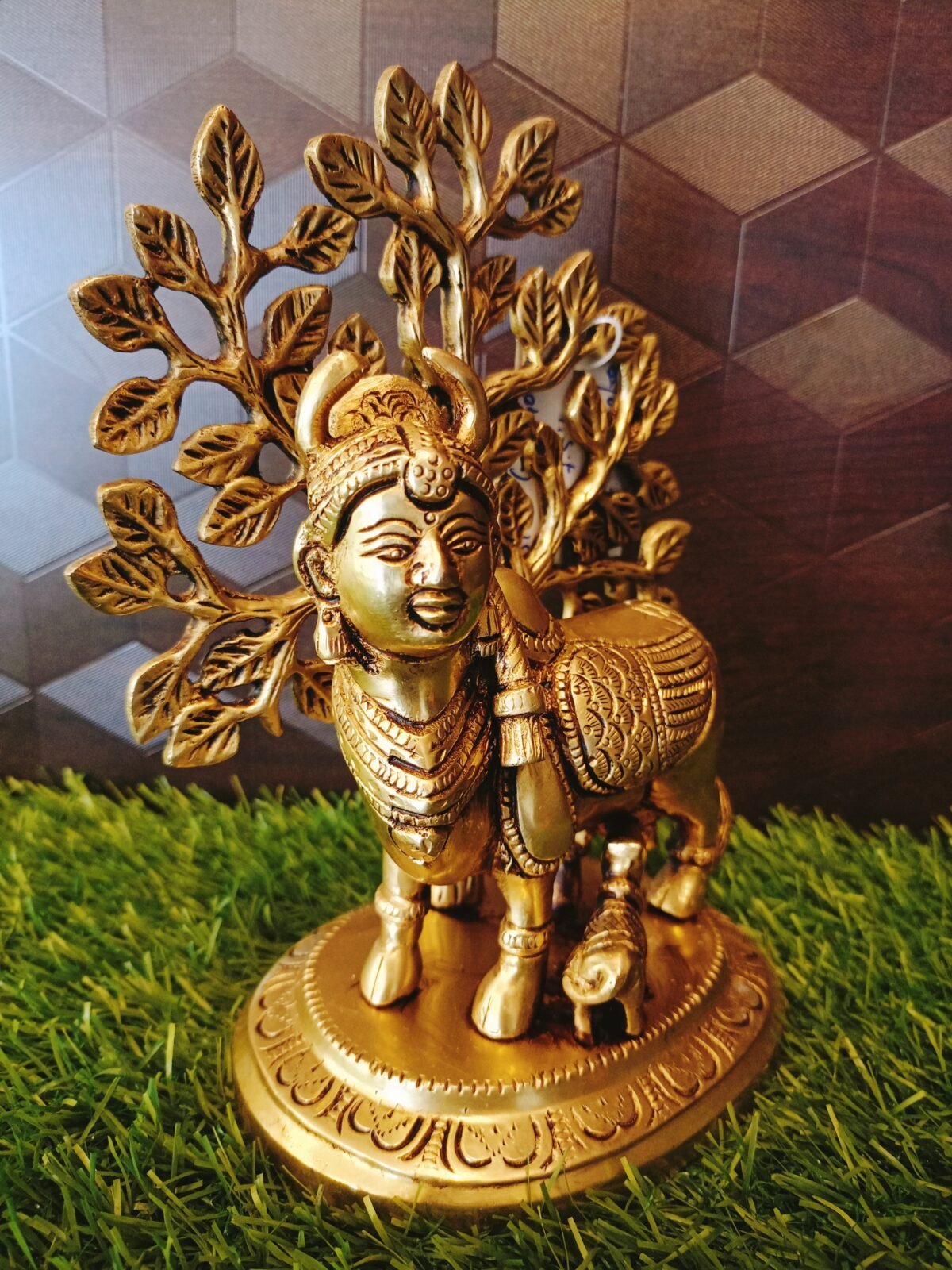 Brass Kamadhenu With Karpagraham tree