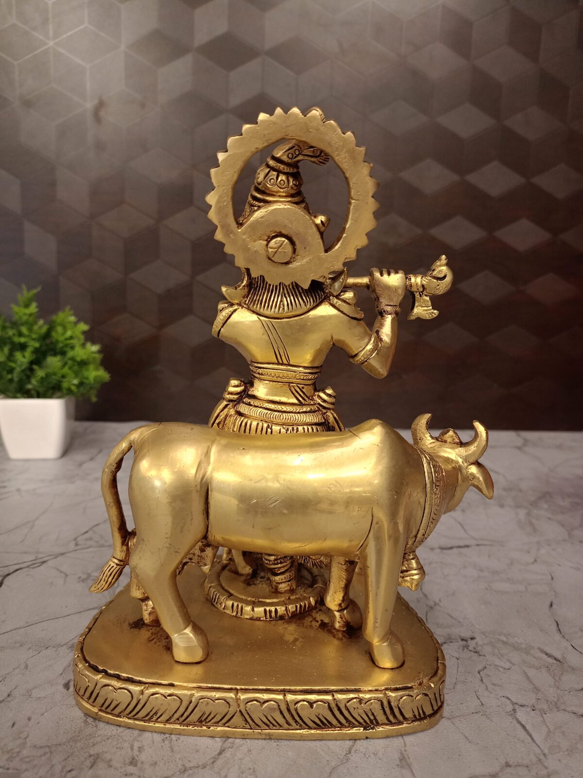 brass cow krishna idol pooja gift vgocart coimbatore india scaled