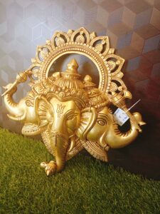 Brass Three Headed Ganesha