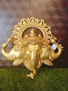 Brass Three Headed Ganesha