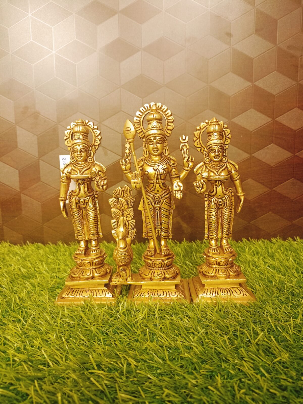 Lord Murugan Brass Statue with Valli Deivanai