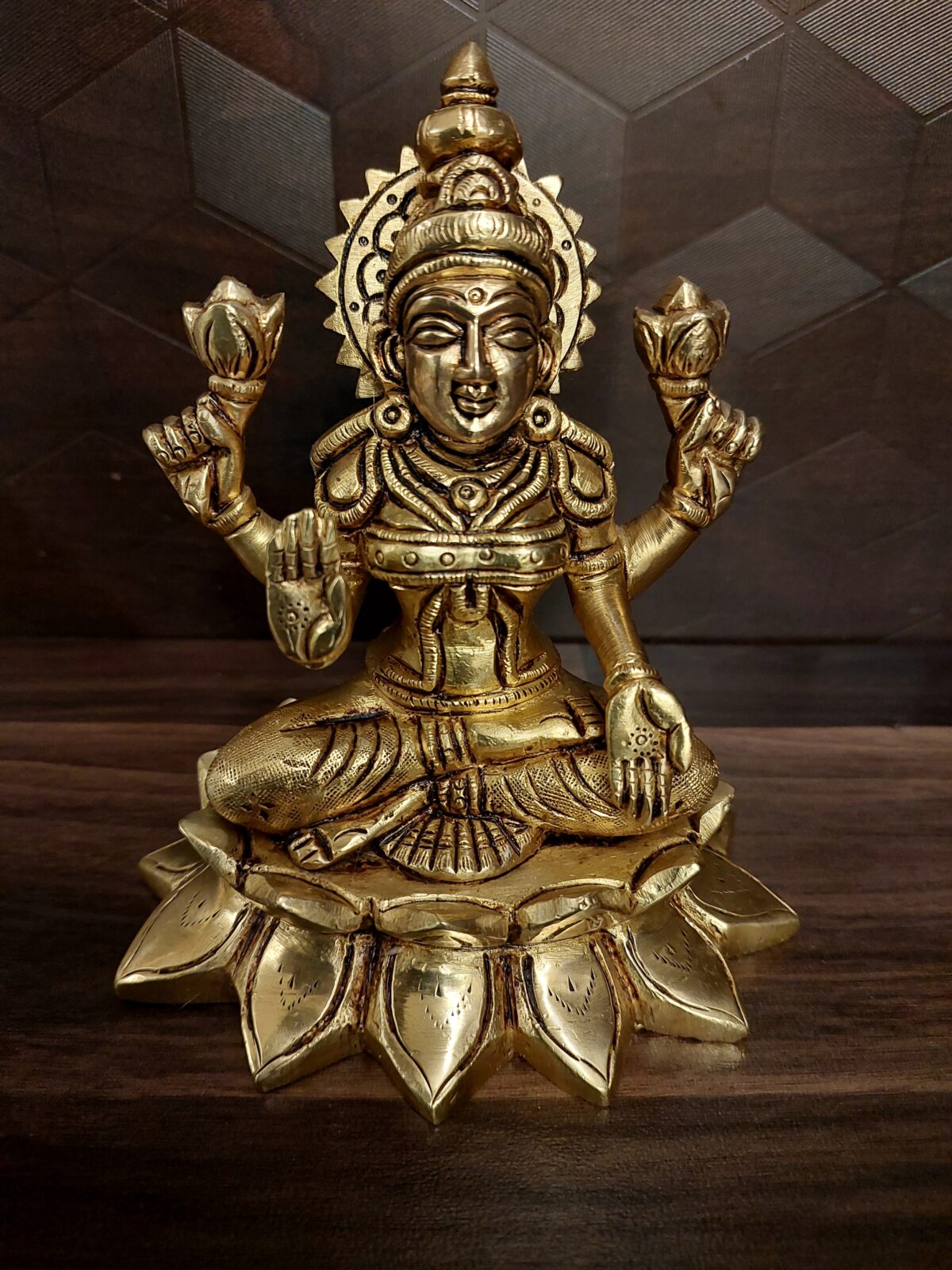 brass lakshmi sitting on lotus pooja gift vgocart coimbatore india scaled