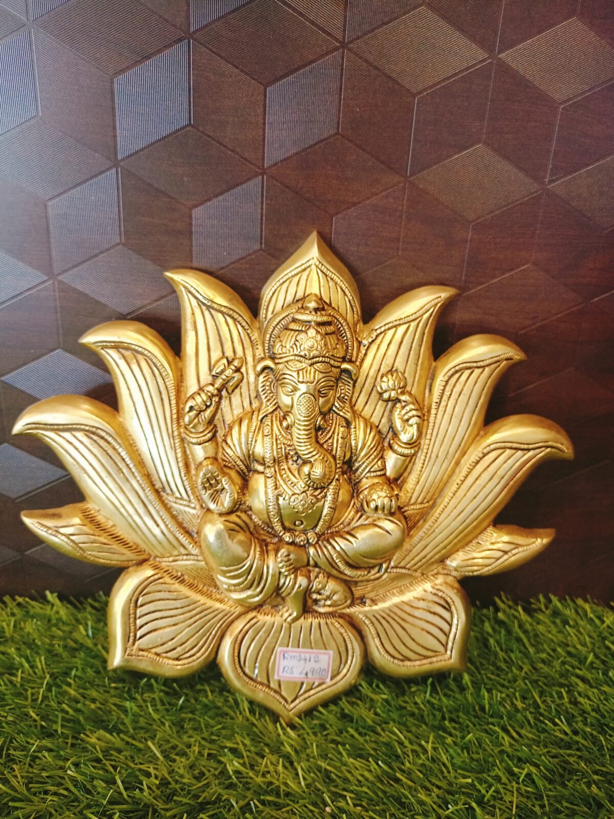 Brass Ganesha Lotus Wall Mount