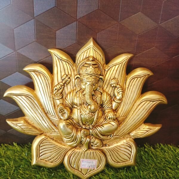 Brass Ganesha Lotus Wall Mount