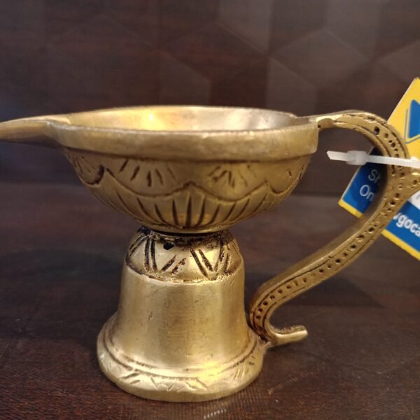 Brass handcraved diya with handle