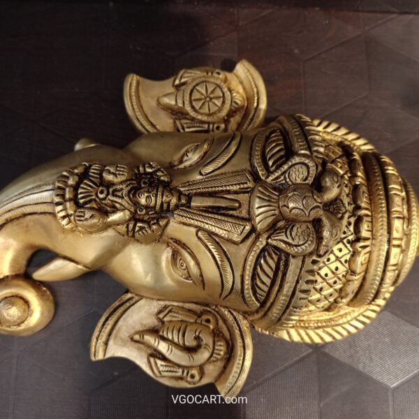 Brass Ganesha Trunk With Lakshmi On the Face 9"