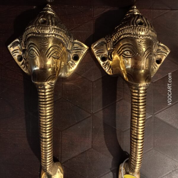 Brass Elephant Model Door Handle 7.5"