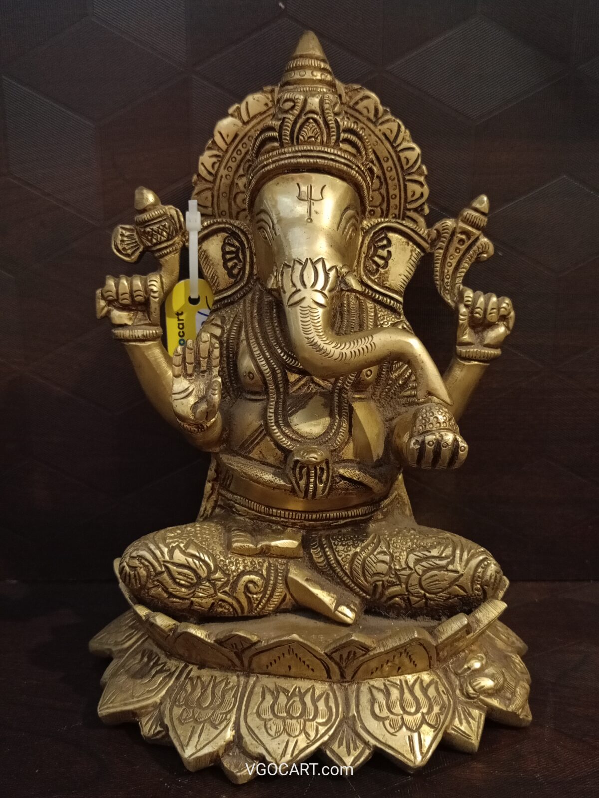 Brass Ganesha Sitting On Lotus Base