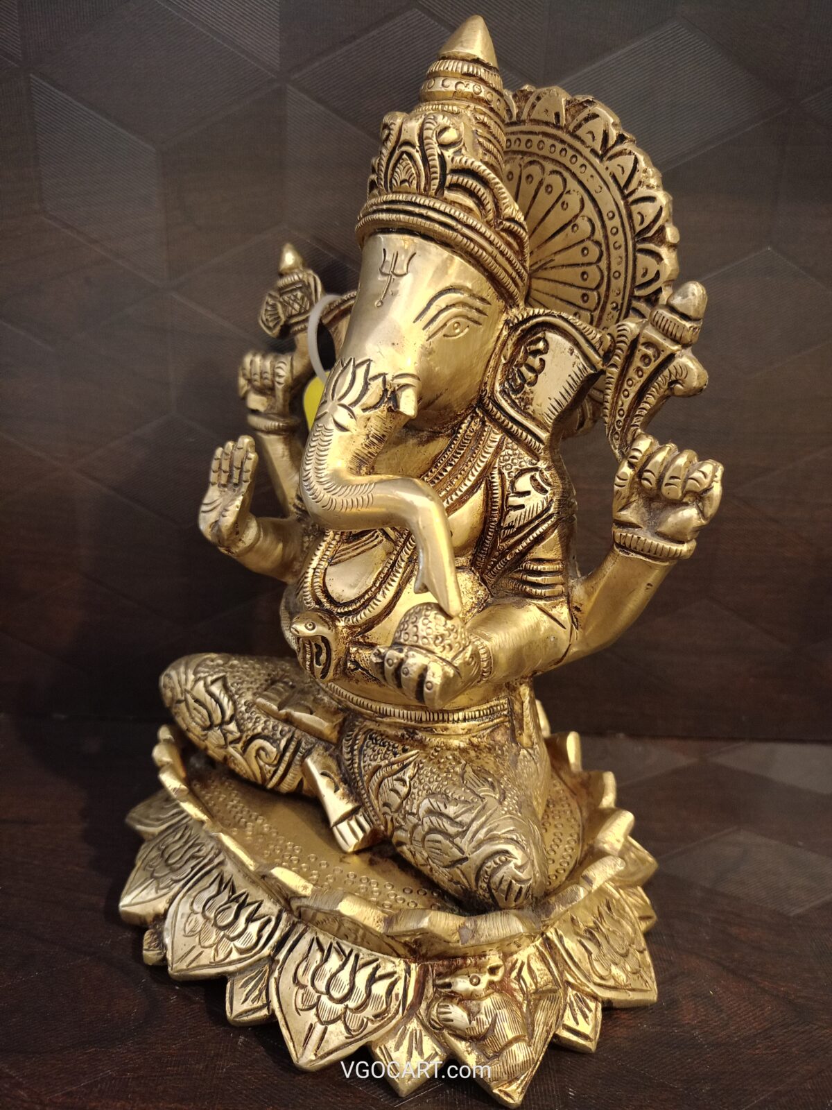 brass ganesha idol with lotus base pooja gift antique vgocart scaled