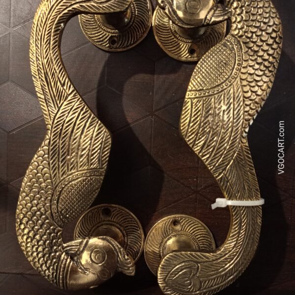 Brass Peacock Design Door Handle 8"