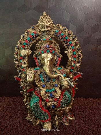 brass stone ganesha idol