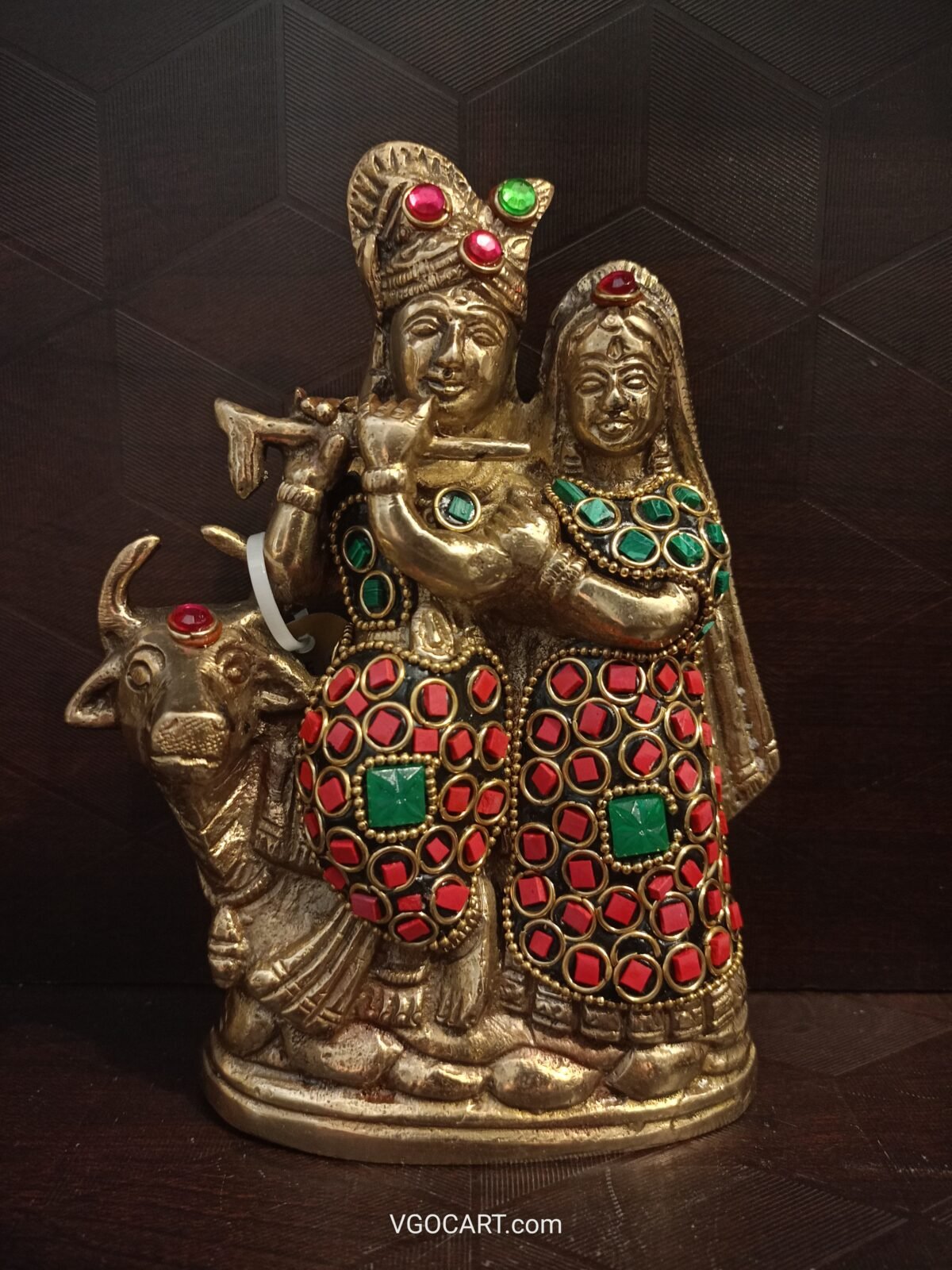 Brass Radha Krishna With Cow