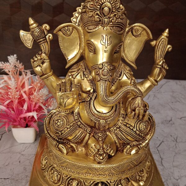 Buy Brass Ashta Ganesha Sitting On Square base 13'