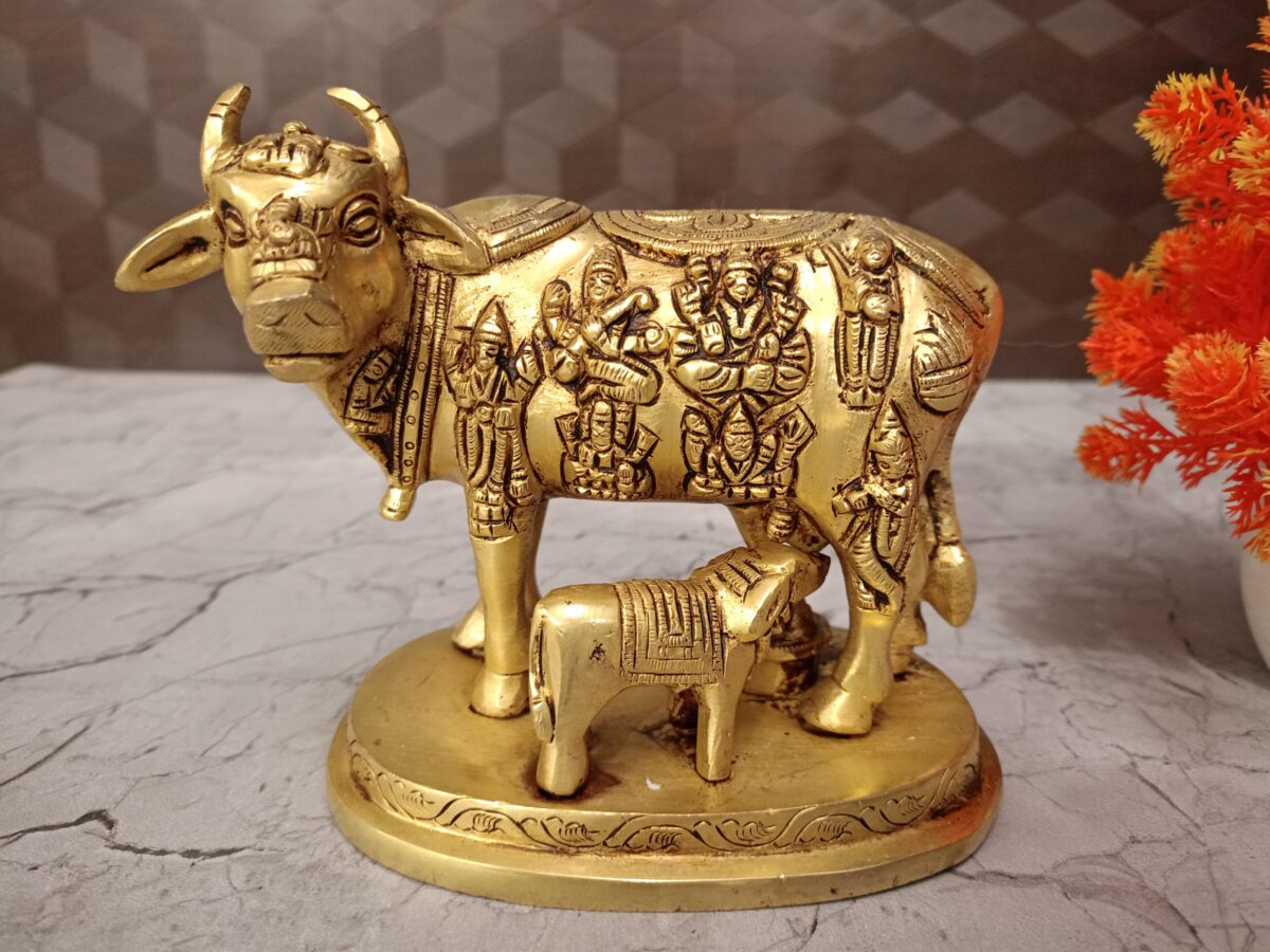 brass cow and calf multi gods idol pooja gift vgocart coimbatore india scaled