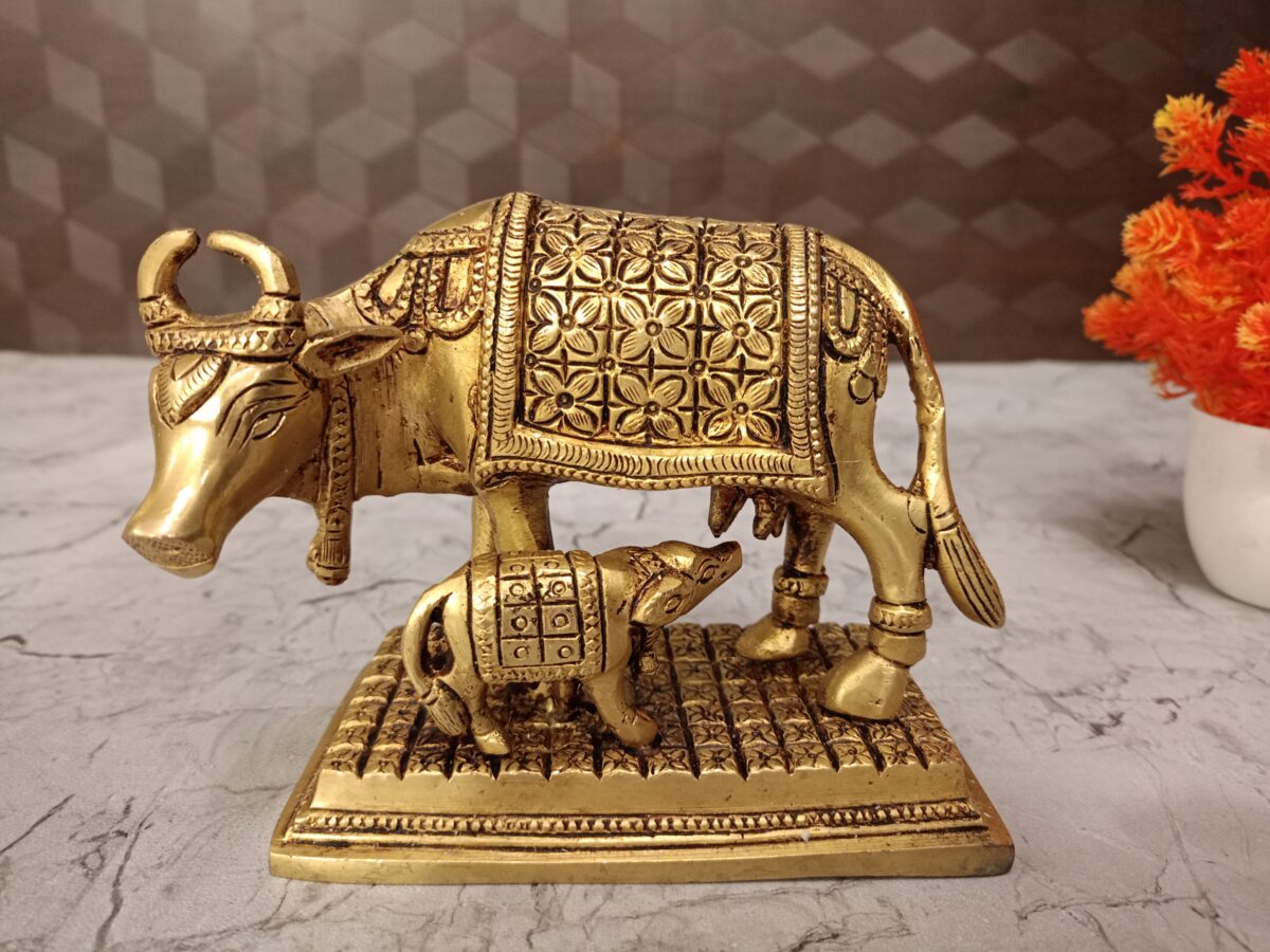 brass cow calf idol pooja gift coimbatore india scaled