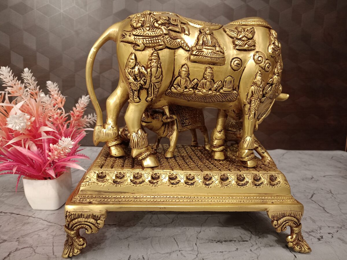 brass cow calf idol pooja gift vgopcart coimbatore india scaled