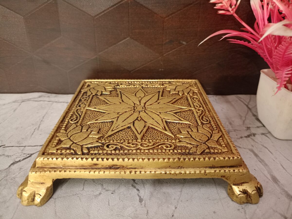 brass flower chowki stand home decor vgocart coimbatore india scaled