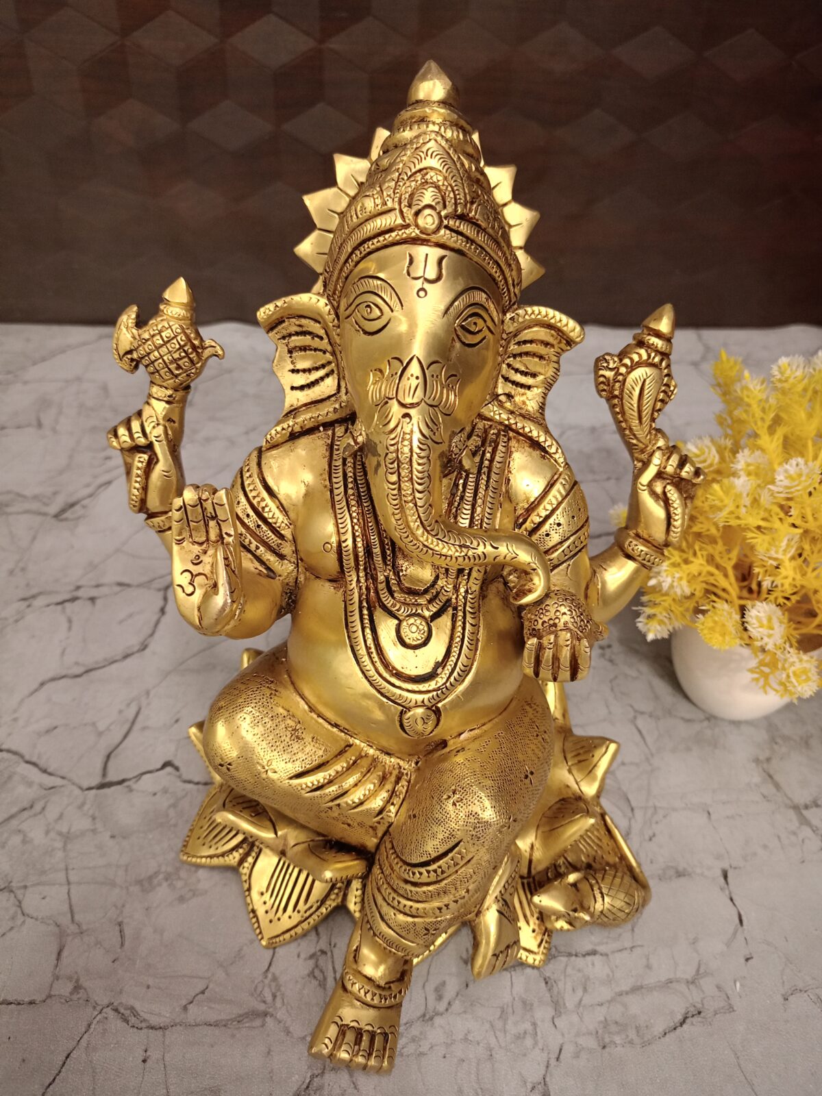 brass ganesha sitting lotus idol pooja gift vgocart coimbatore india scaled