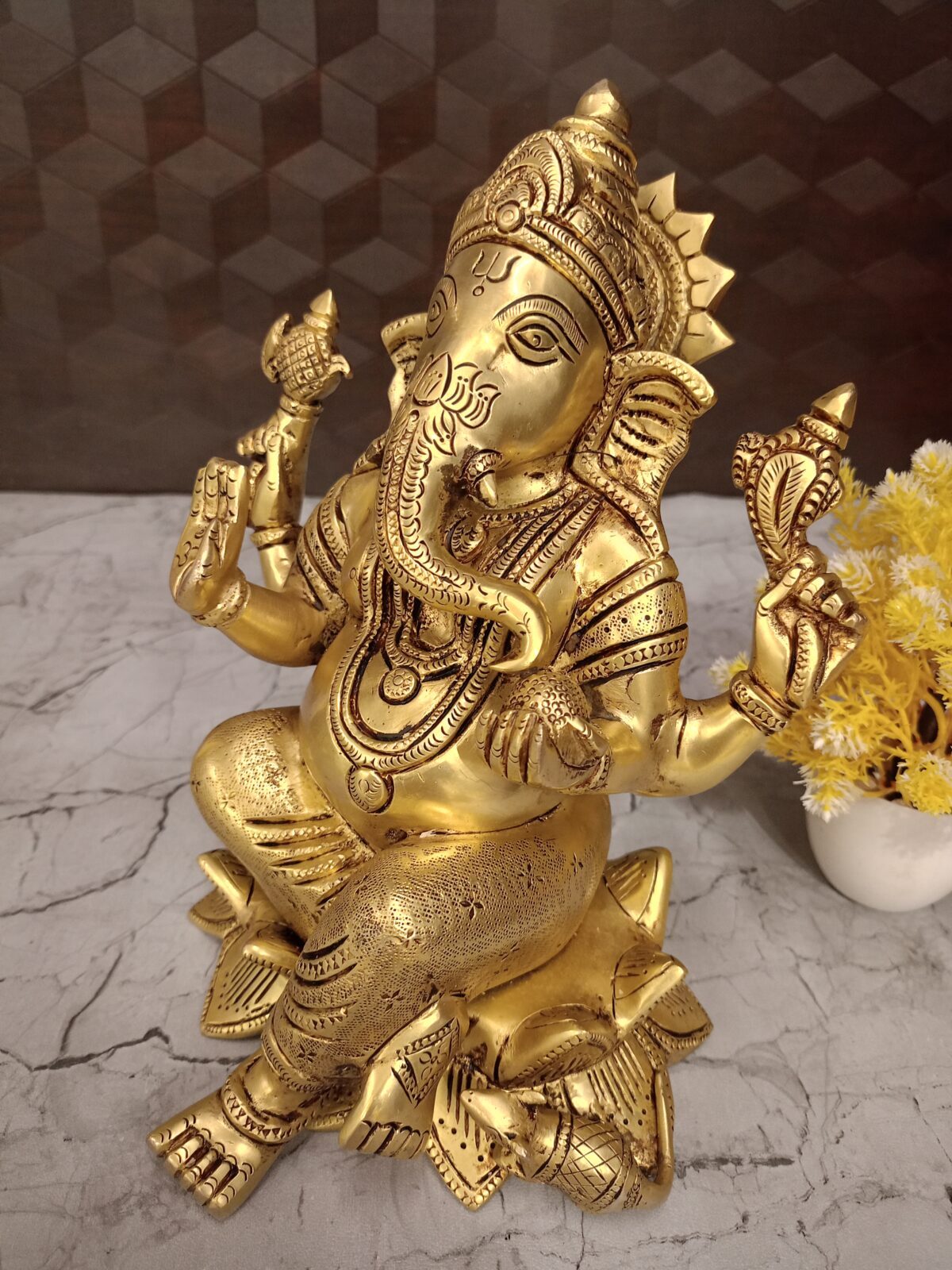 brass ganesha sitting lotus idol pooja gift vgocart coimbatore india2 scaled