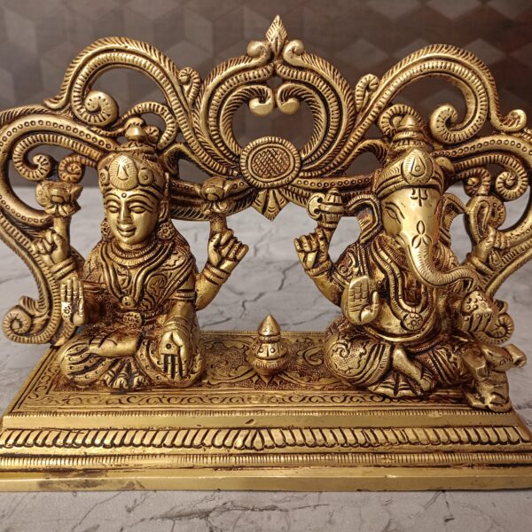 Buy Brass Lakshmi Ganesha With Decorative Arch Statue 6"