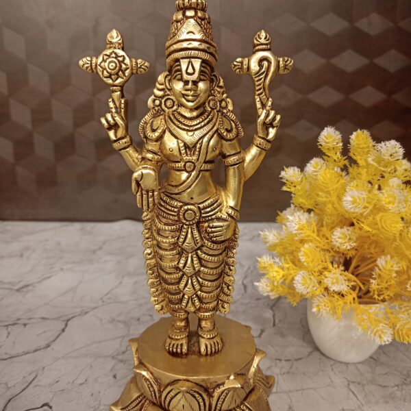 Buy Brass Perumal Standing On Lotus Base Statue 10.5"