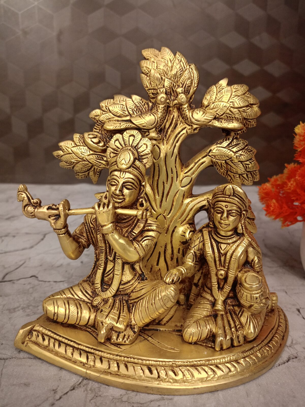 brass radha krishna idol tree pooja gift antique vgocart coimbatore india scaled