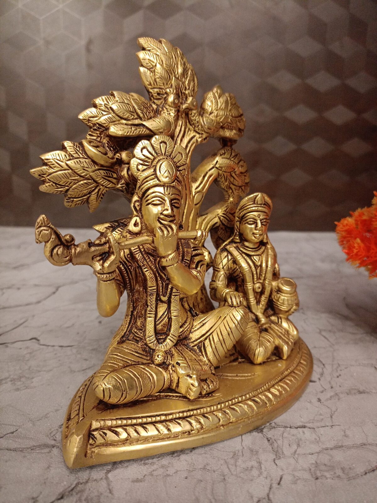 brass radha krishna idol tree pooja gift antique vgocart coimbatore india2 scaled