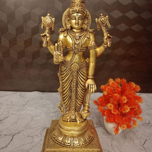 Buy Brass Vishnu Bahavan Statue 14.5 " For Pooja