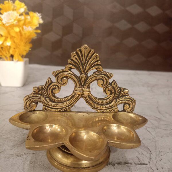 Buy Brass Designer Five Face Diya 4"