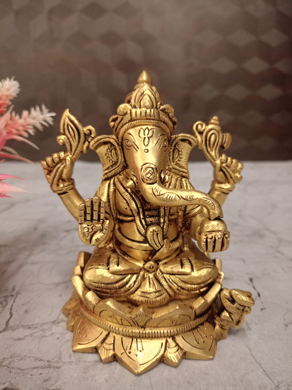 brass ganesha idol pooja gift lotus base idol vgocart coimbatore india scaled