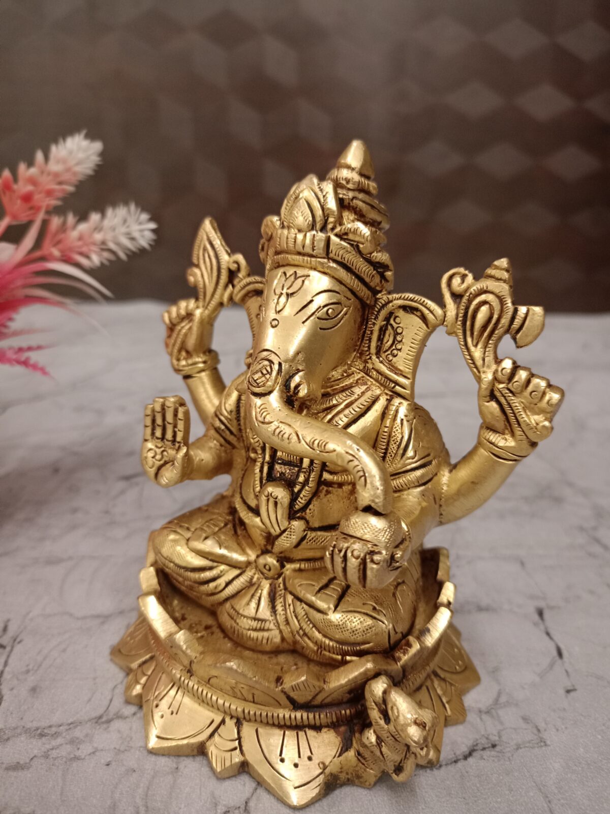 brass ganesha idol pooja gift lotus base idol vgocart coimbatore india2 scaled