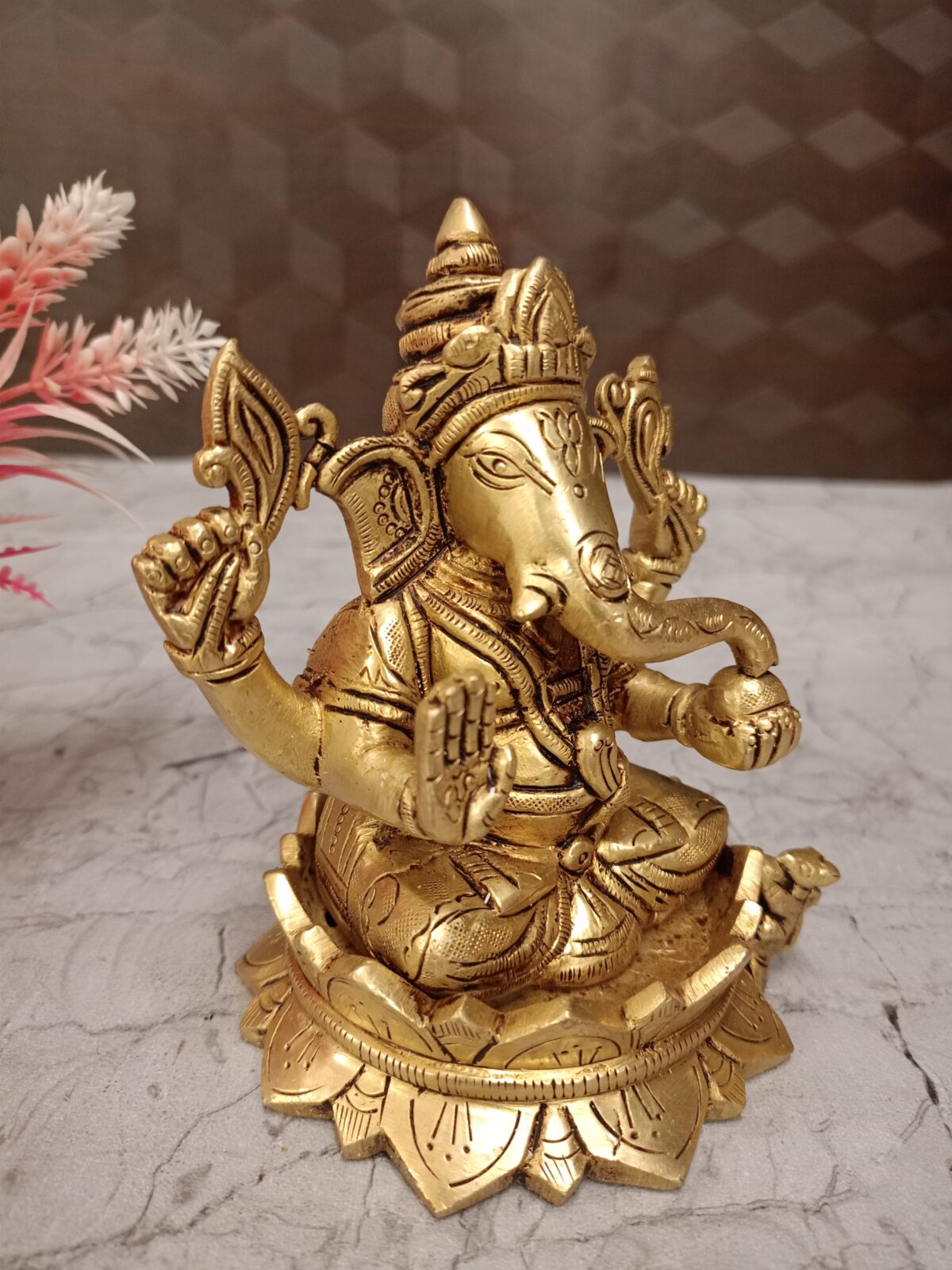 brass ganesha idol pooja gift lotus base idol vgocart coimbatore india3 scaled