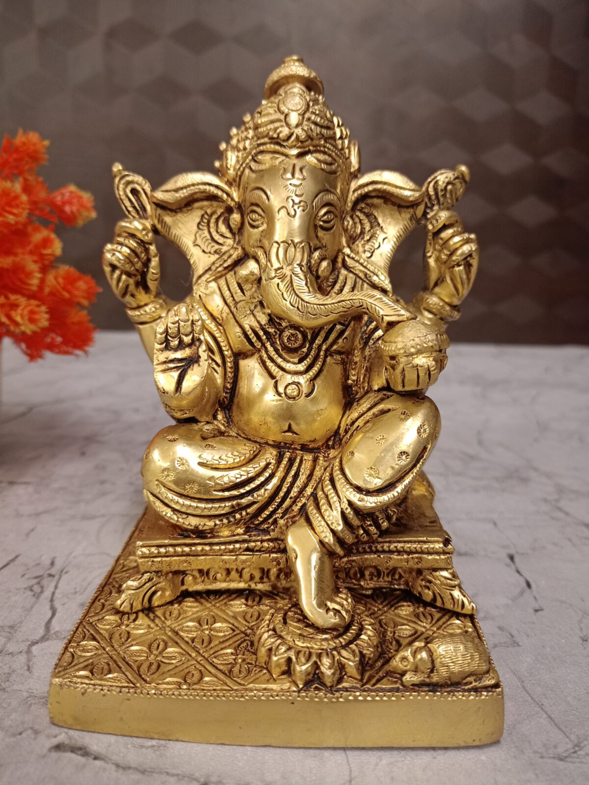 brass ganesha idol square chowki stand idol gift pooja vgocart coimbatore india scaled