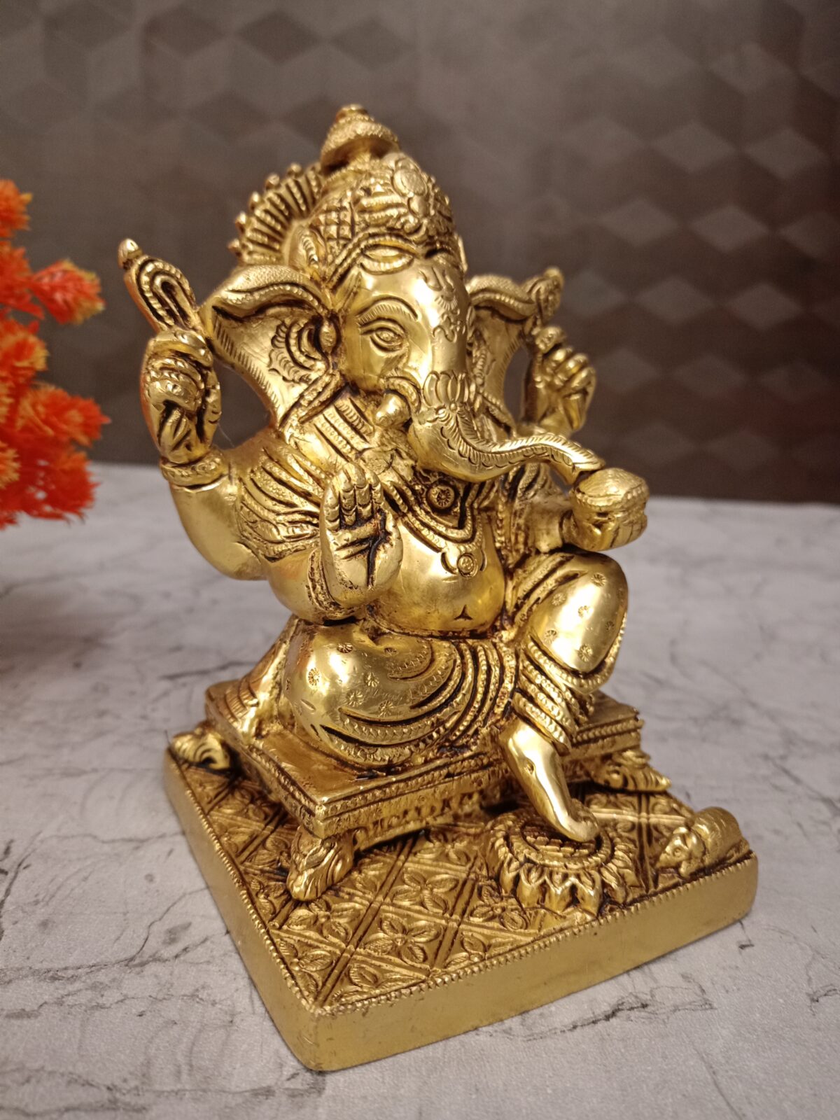 brass ganesha idol square chowki stand idol gift pooja vgocart coimbatore india3 scaled