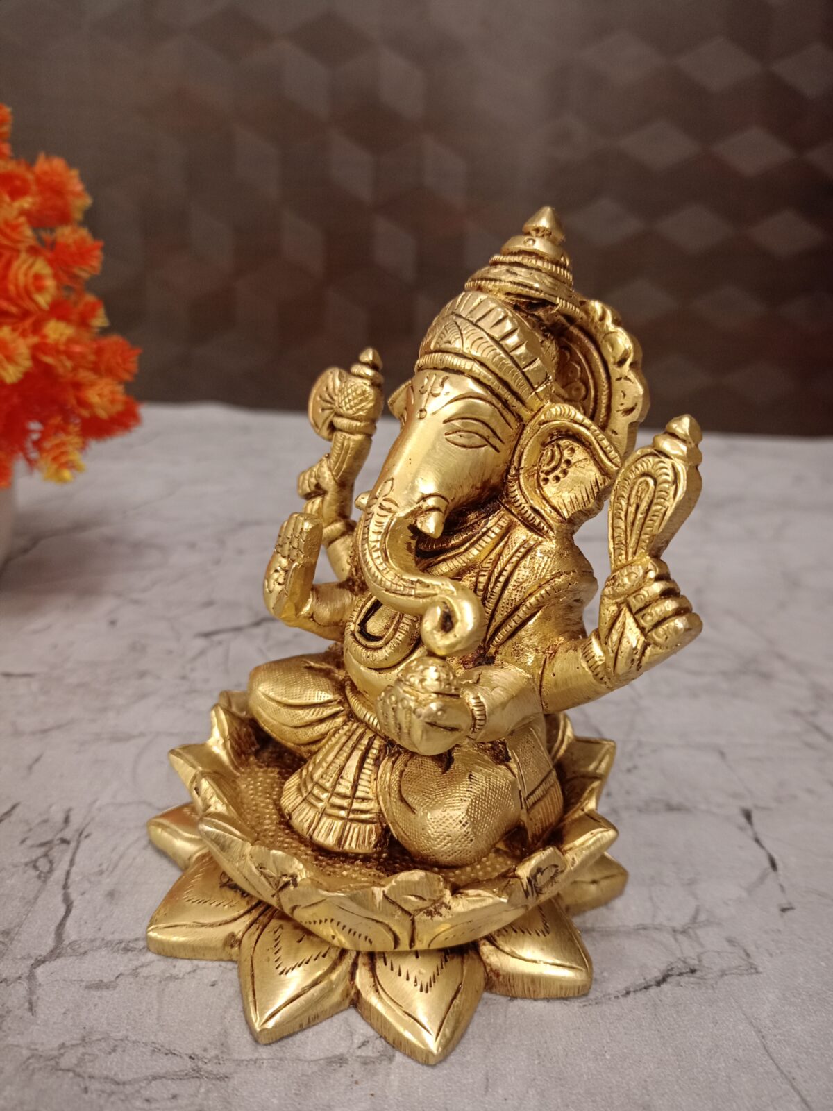 brass ganesha lotus base idol pooja gift vgocart coimbatore india2 scaled