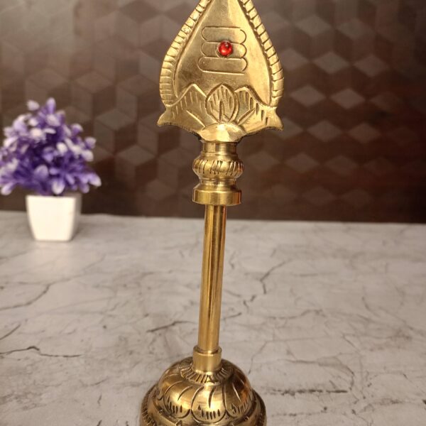 Buy Brass Vel With Red Stone 8" For Pooja