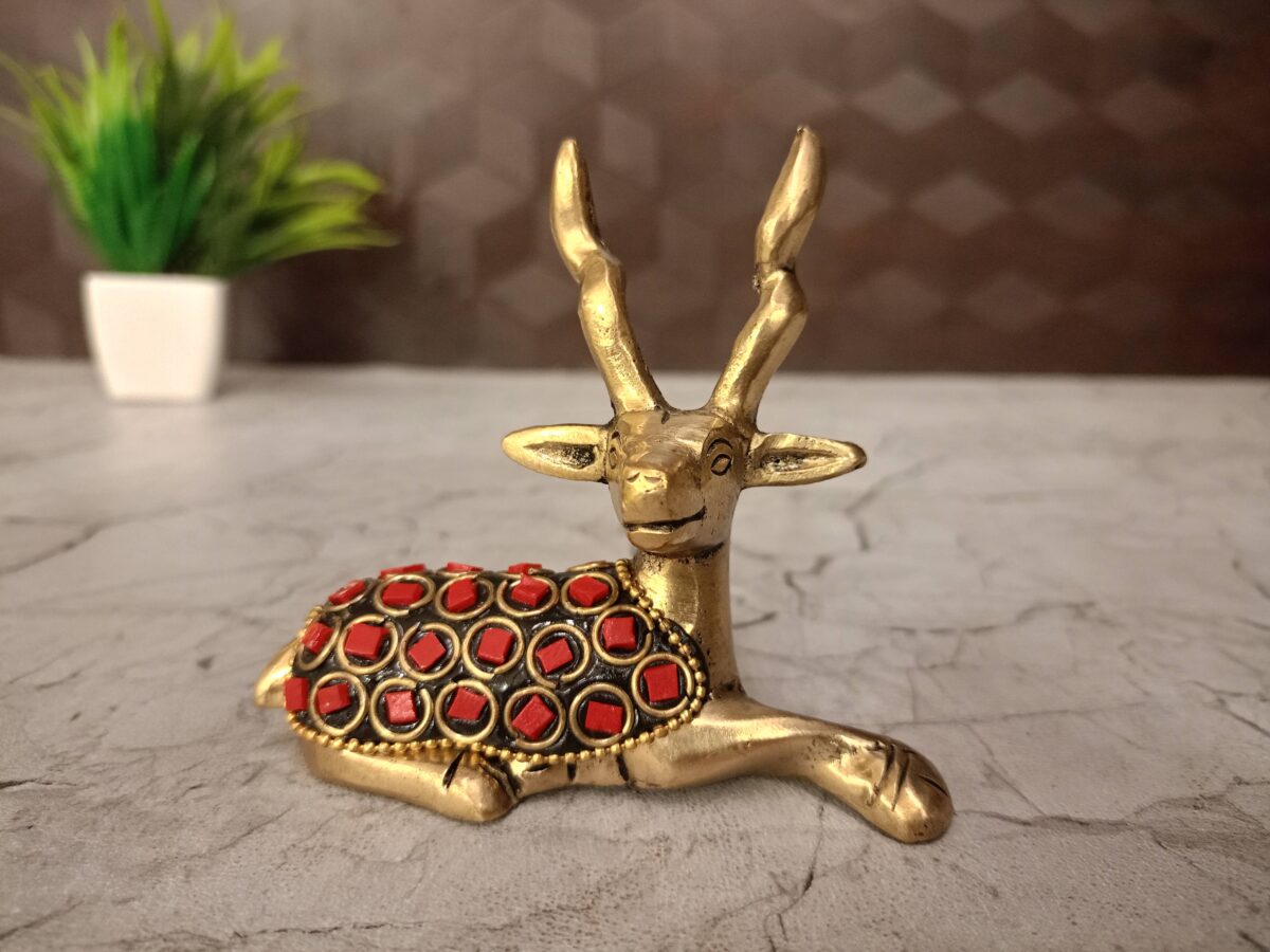 brass big stone deer gift home decor vgocart coimbatore india scaled