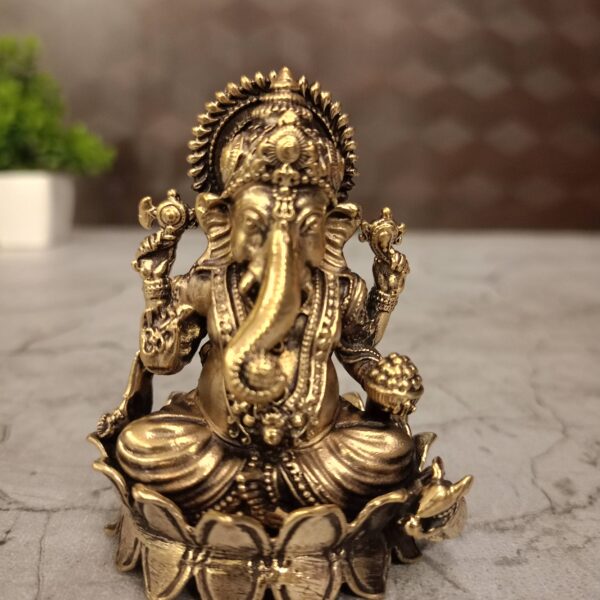 Buy Brass Small Fine Art Ganesha Statue, Black Antique Finish 3"