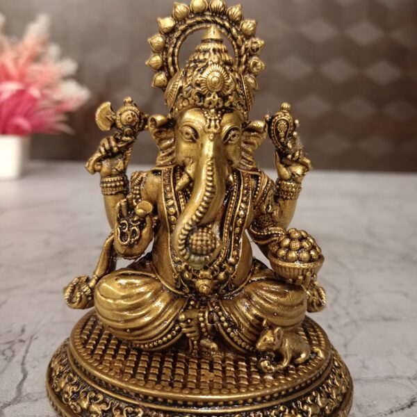 Buy Brass Fine Art Ganesha Statue For Pooja , Pure & Antique Finish 4.5"